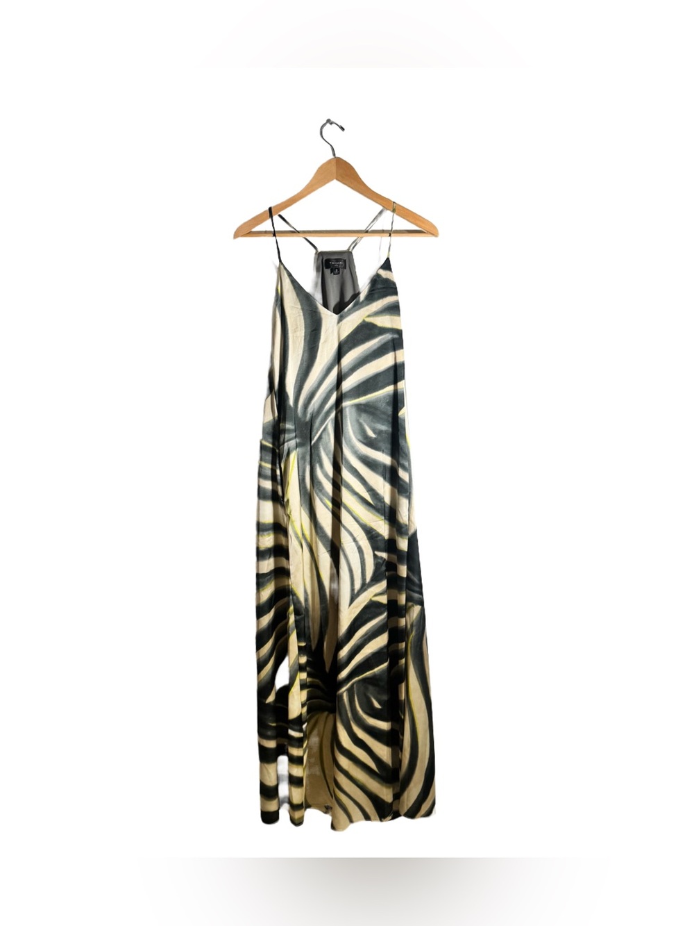 Tahari ASL Maxi Slip Dress Women's Small Abstract Palm Leaf Satin Strappy NWT